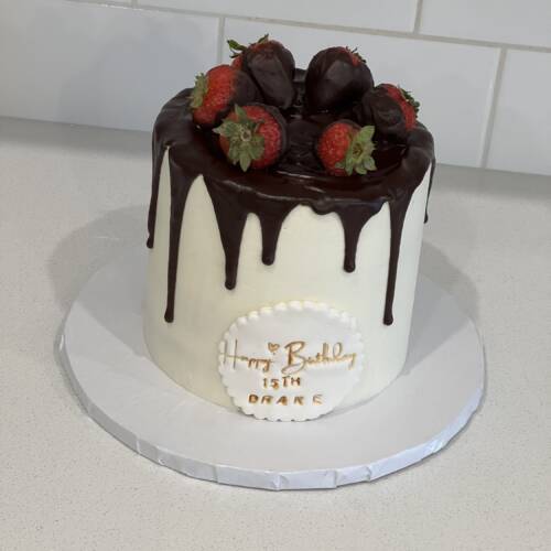 Chocolate-Dipped Strawberry Drip Cake