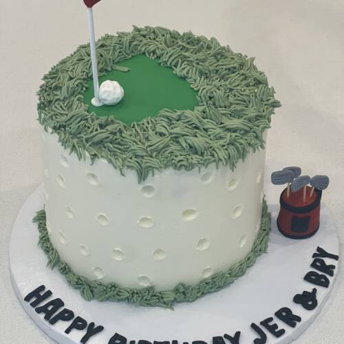 Custom Golf-Themed Birthday Cake with Fondant Details